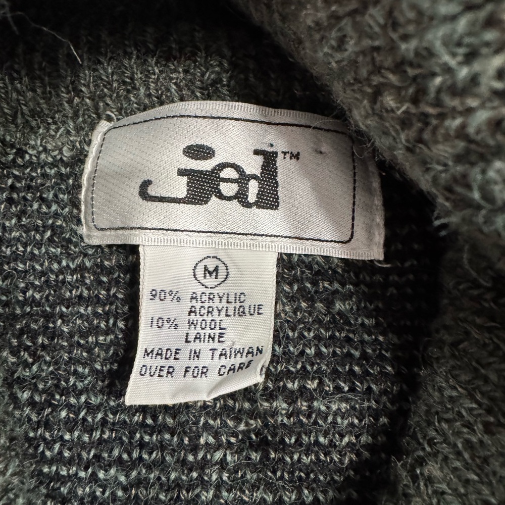 Jed Vintage Gray Geometric Patterned Button Cardigan Mens Size Medium Wool Blend - Picture 3 of 5